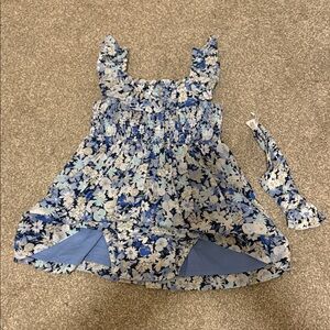 NWT Baby Gap Floral Blue Baby Dress with Headband